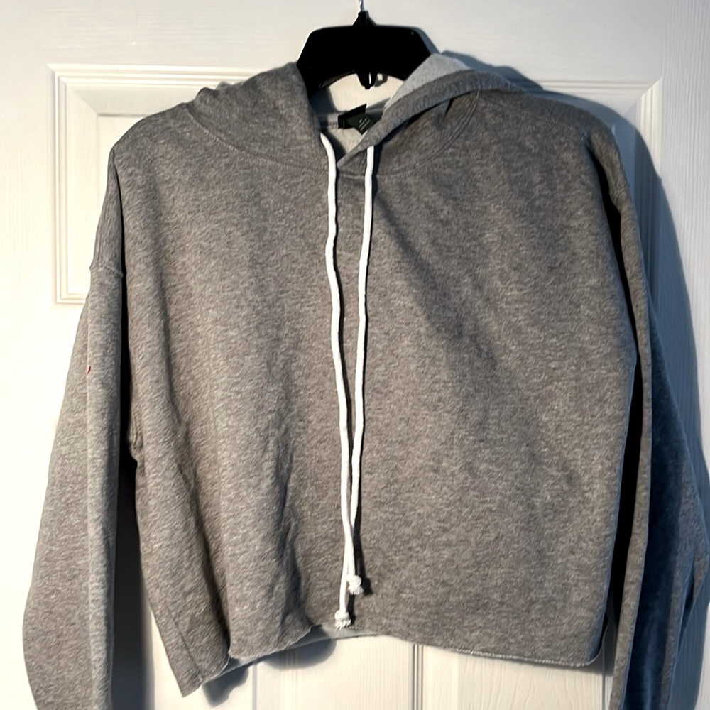 Grey cropped hoodie size small
